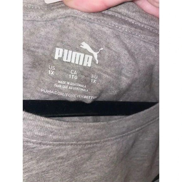 PUMA  XL Gray Logo T-Shirt Short Sleeve Crew Neck crop top oversized - Picture 4 of 5